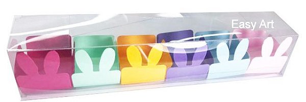 Caixa Clean 6 Doces com Forminha de Orelinha Páscoa Cores - 10 unidades