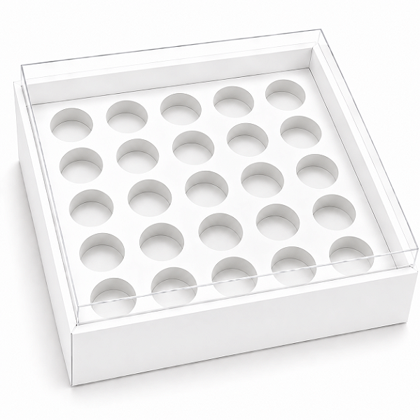 Caixa com Berço para 25 Brigadeiros 20x20x4,5 - Pct com 10 Unidades