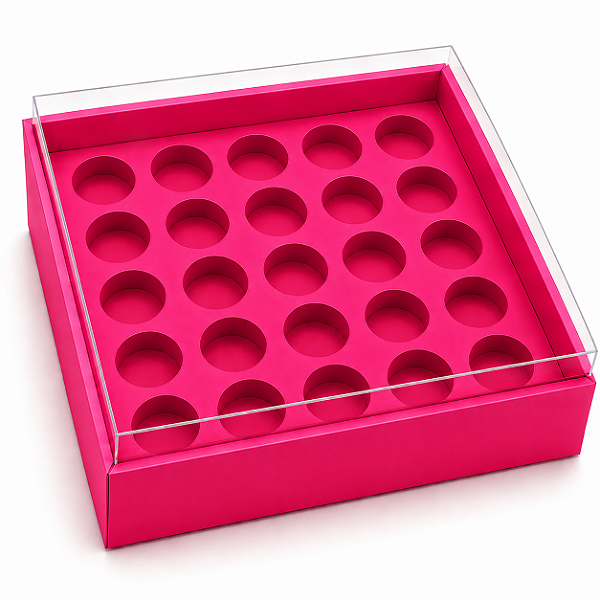 Caixa com Berço para 25 Brigadeiros 20x20x4,5 - Pct com 10 Unidades