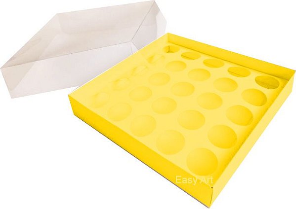 Caixa com Berço para 25 Brigadeiros 20x20x4,5 - Pct com 10 Unidades