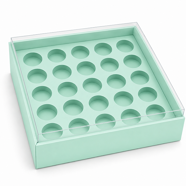 Caixa com Berço para 25 Brigadeiros 20x20x4,5 - Pct com 10 Unidades