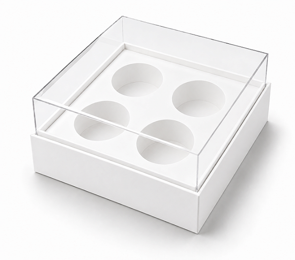 Caixa com Berço para 4 Brigadeiros 8,5x8,5x4,5 - Pct com 10 Unidades