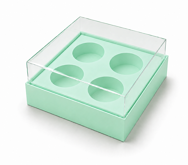 Caixa com Berço para 4 Brigadeiros 8,5x8,5x4,5- Pct com 10 Unidades