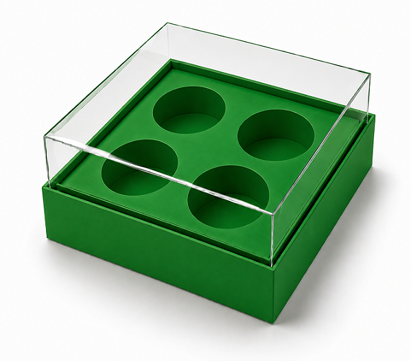 Caixa com Berço para 4 Brigadeiros 8,5x8,5x4,5 - Pct com 10 Unidades