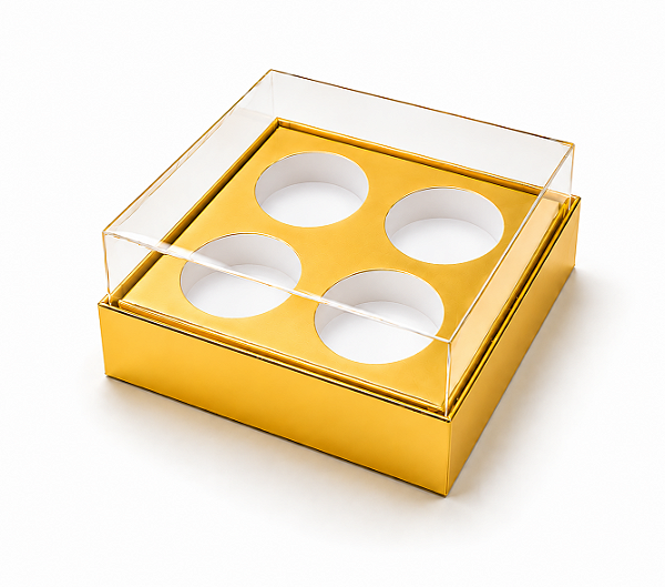 Caixa com Berço para 4 Brigadeiros 8,5x8,5x4,5 - Pct com 10 Unidades