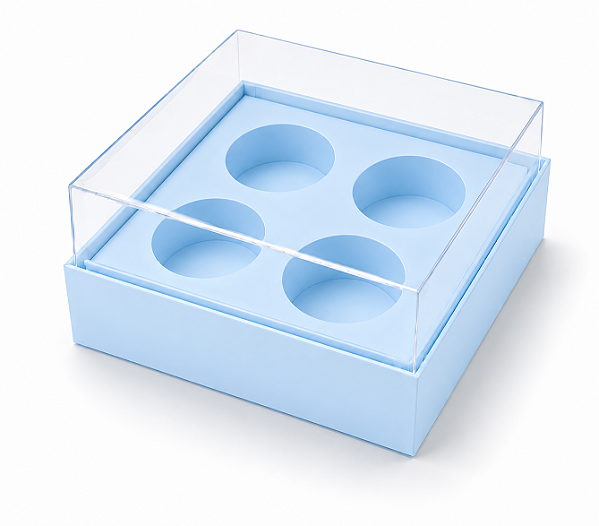 Caixa com Berço para 4 Brigadeiros 8,5x8,5x4,5 - Pct com 10 Unidades