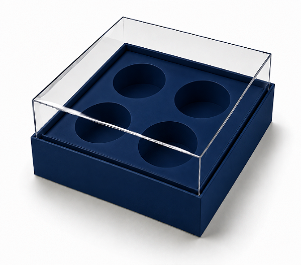 Caixa com Berço para 4 Brigadeiros 8,5x8,5x4,5 - Pct com 10 Unidades