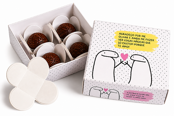 Kit 10 Caixas Flork Para 4 Brigadeiros com Forminhas - Estampas Sortidas