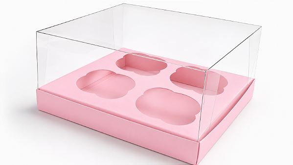 Caixas para 4 Cupcakes Tamanho Padrão 17,5x18,5x9 - Pct com 10 Unidades