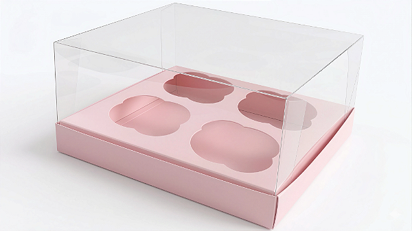 Caixas para 4 Cupcakes Tamanho Padrão 17,5x18,5x9 - Pct com 10 Unidades