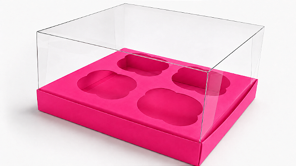 Caixas para 4 Cupcakes Tamanho Padrão 17,5x18,5x9 - Pct com 10 Unidades