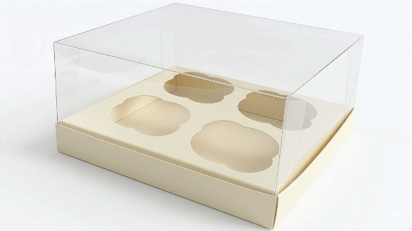 Caixas para 4 Cupcakes Tamanho Padrão 17,5x18,5x9 - Pct com 10 Unidades