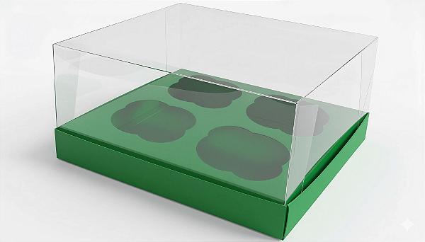 Caixas para 4 Cupcakes Tamanho Padrão 17,5x18,5x9 - Pct com 10 Unidades