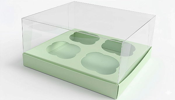 Caixas para 4 Cupcakes Tamanho Padrão 17,5x18,5x9 - Pct com 10 Unidades