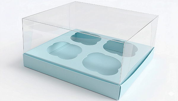 Caixas para 4 Cupcakes Tamanho Padrão 17,5x18,5x9 - Pct com 10 Unidades