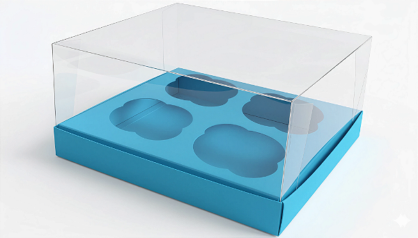 Caixas para 4 Cupcakes Tamanho Padrão 17,5x18,5x9 - Pct com 10 Unidades