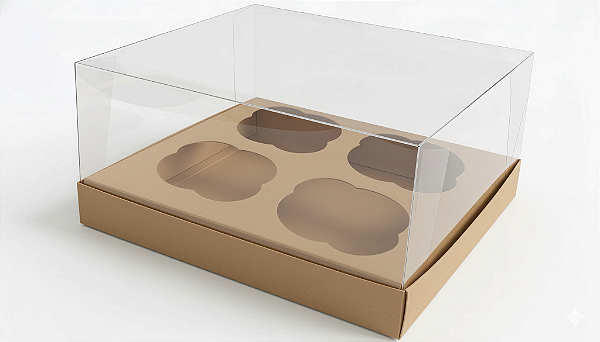 Caixas para 4 Cupcakes Tamanho Padrão 17,5x18,5x9 - Pct com 10 Unidades