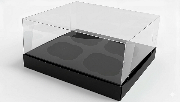 Caixas para 4 Cupcakes Tamanho Padrão 17,5x18,5x9 - Pct com 10 Unidades