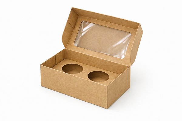 Caixas para 2 Cupcakes com Berço e Visor - Pct com 10 Unidades