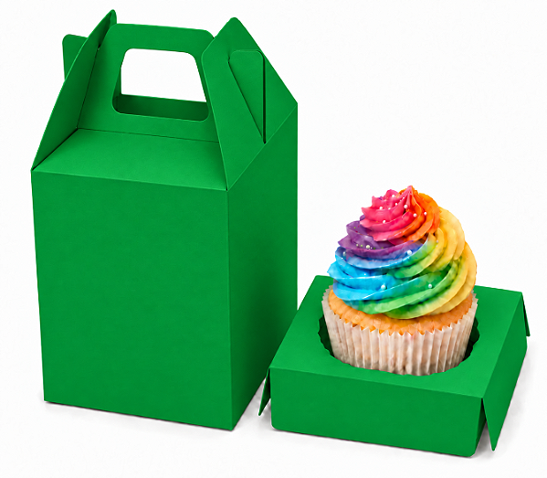 Caixa Maleta para 1 Mini Cupcake 6x6x6 - Pct com 10 Unidades