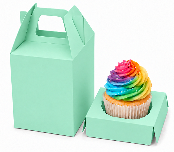 Caixa Maleta para 1 Mini Cupcake 6x6x6 - Pct com 10 Unidades