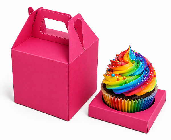 Caixa Maleta para 1 Cupcake 8x8x8 - Pct com 10 Unidades