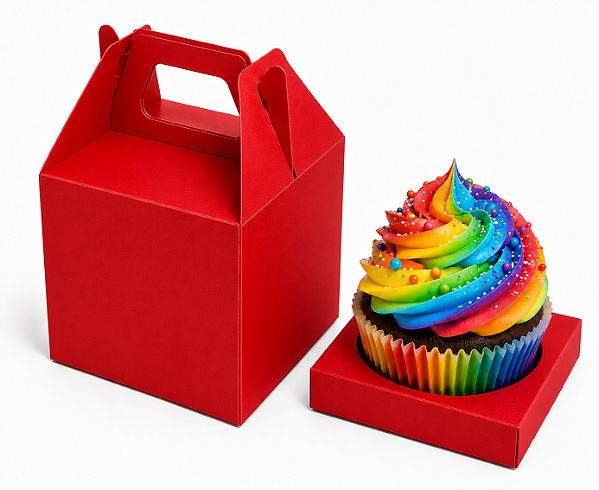 Caixa Maleta para 1 Cupcake 8x8x8 - Pct com 10 Unidades