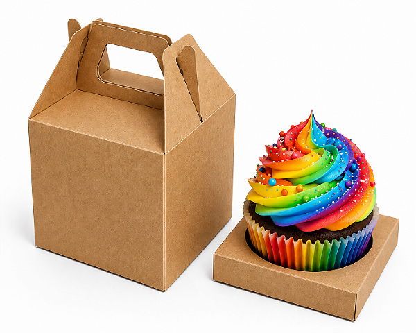 Caixa Maleta para 1 Cupcake 8x8x8 - Pct com 10 Unidades