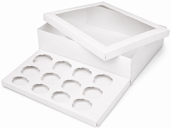 Caixas para Transporte de 12 Cupcakes Padrão - Pct com 10 Unidades