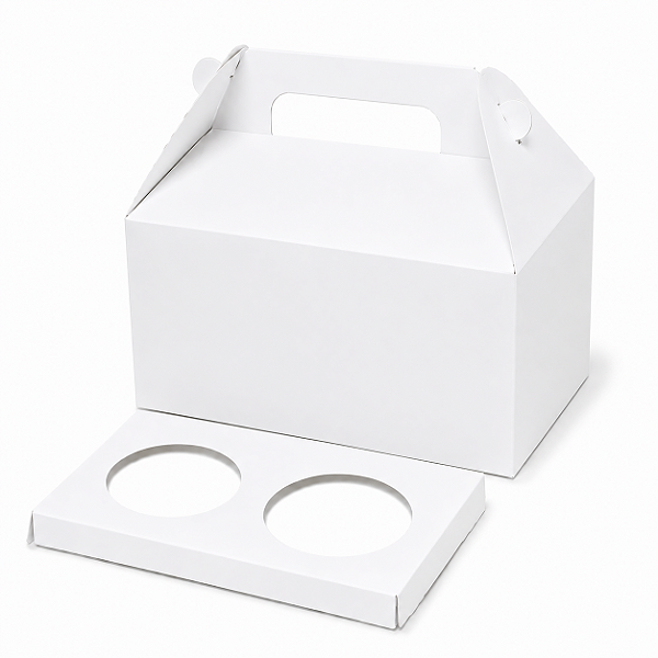 Caixa Maleta para 2 Cupcakes Branco - Pct com 10 Unidades