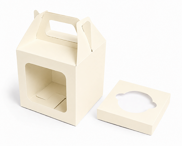 Caixa Maleta para 1 Cupcake 8x8x8 - Pct com 10 Unidades