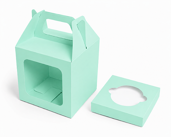Caixa Maleta para 1 Cupcake 8x8x8 - Pct com 10 Unidades