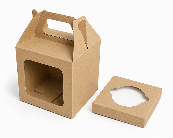 Caixa Maleta para 1 Cupcake 8x8x8 - Pct com 10 Unidades