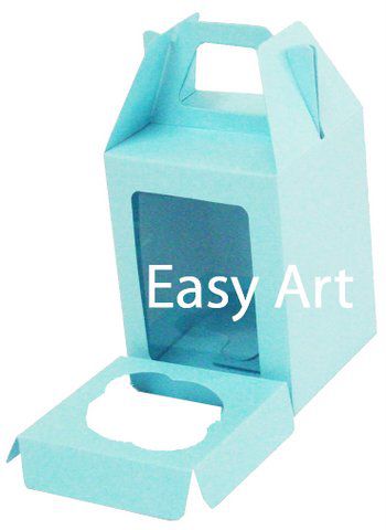 Caixa Maleta para 1 Mini Cupcake com Visor 6x6x6 - Pct com 10 Unidades