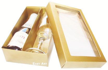 Caixas para Mini Vinho e Taça Com Visor - Pct com 10 Unidades