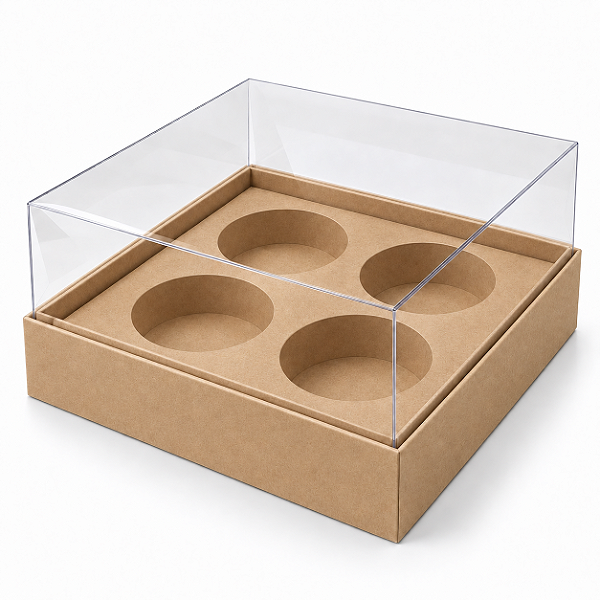 Caixa para 4 Mini Cupcakes 12x12x6 - Pct com 10 Unidades
