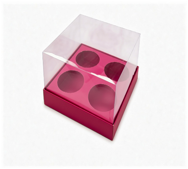 Caixa para 4 Mini Cupcakes - Pct com 10 Unidades
