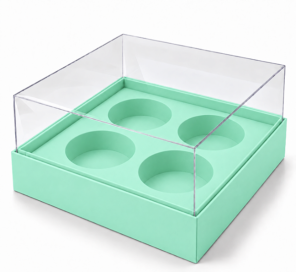 Caixa para 4 Mini Cupcakes 12x12x6 - Pct com 10 Unidades