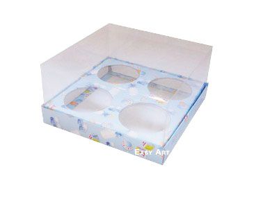 Caixa para 4 Mini Cupcakes - Pct com 10 Unidades