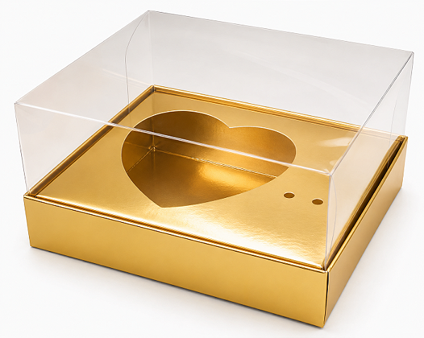 Caixa Coração de Colher / 100g - Dourado - Pct com 10 Unidades