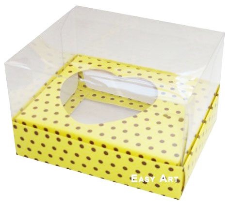 Caixa Coração de Colher / 100g - Amarelo com Poás Marrom - Pct com 10 Unidades