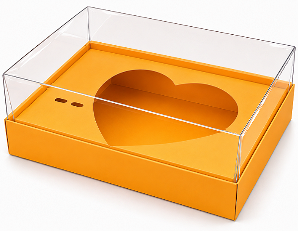 Caixa Coração de Colher / 250g - Laranja Claro - Pct com 10 Unidades