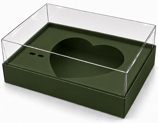 Caixa Coração de Colher / 250g - Verde Musgo - Pct com 10 Unidades