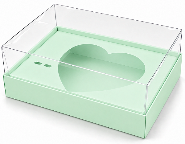 Caixa Coração de Colher 250g - Verde Claro - Pct com 10 Unidades