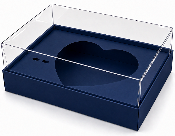 Caixa Coração de Colher / 500g - Azul Marinho - Pct com 10 Unidades