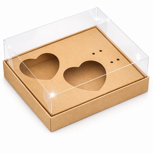 Caixa Coração de Colher / 2x de 100g - Kraft - Pct com 10 Unidades