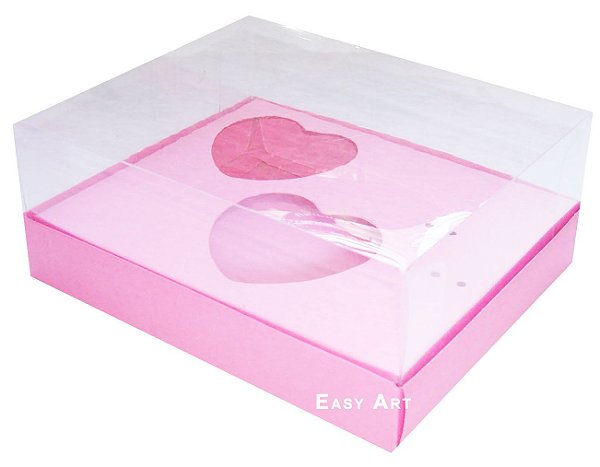 Caixa Coração de Colher 2x de 100g - Rosa Claro - Pct com 10 Unidades