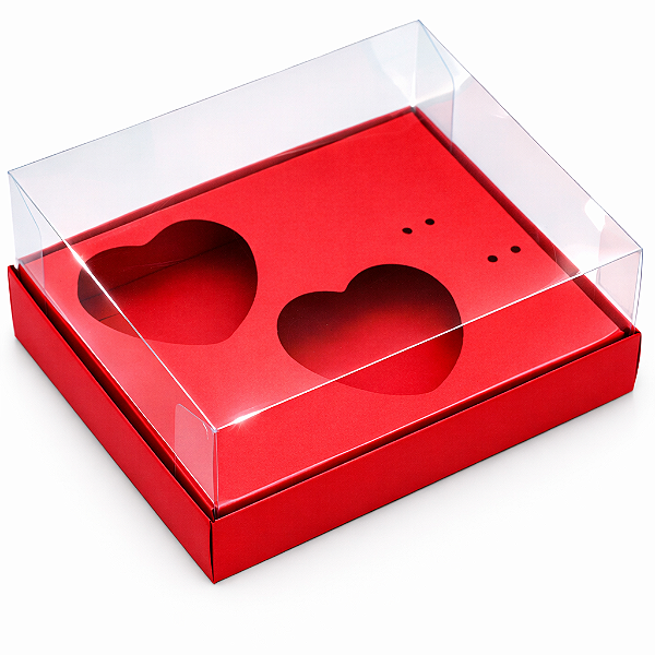 Caixa Coração de Colher 2x de 100g - Vermelho - Pct com 10 Unidades