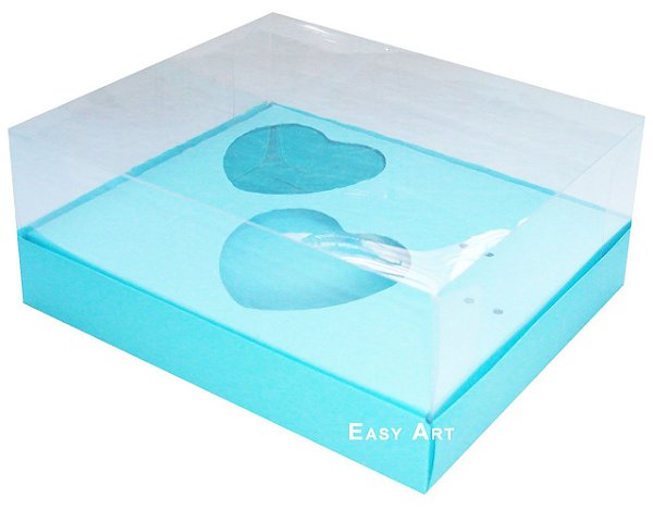 Caixa Coração de Colher / 2x 100g - Azul Tiffany - Pct com 10 Unidades