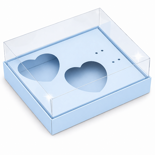 Caixa Coração de Colher / 2x 100g - Azul Claro - Pct com 10 Unidades